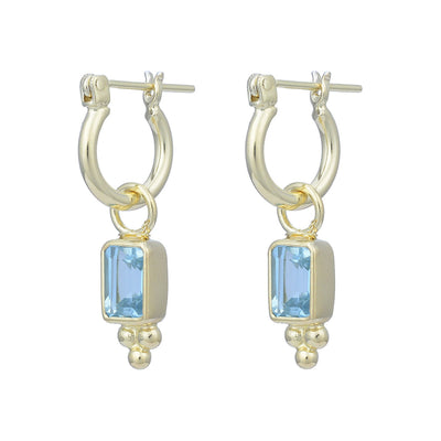 Lia Gold Blue Topaz Mini Hoop Earrings,