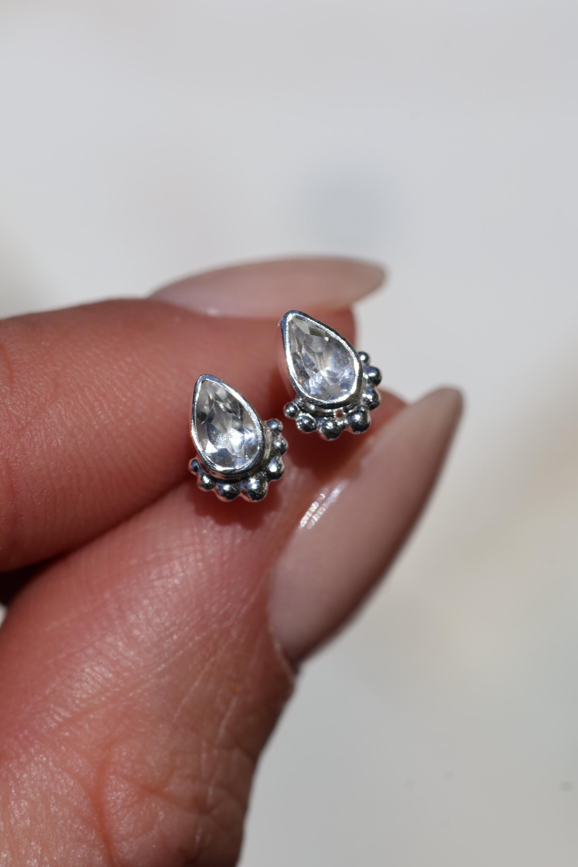 Amaya Sterling Silver White Topaz Stud Earrings