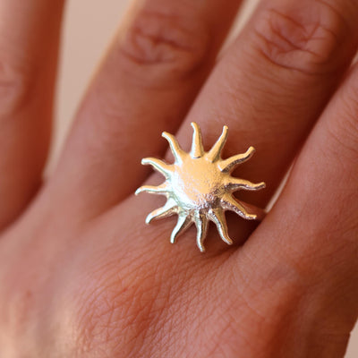 Sun ring Silver Sun Burst Ring Sterling Silver Jewelry Hand Made Unique Boho Ring Sun Jewelry Cosmic Ring Statement Ring Gifts for Her Sun