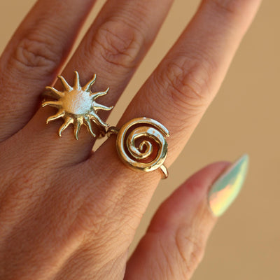Gold Swirl Ring 14K Gold Vermeil Spiral Ring Textured Swirl Organic Ring Textured Gold Minimalist Ring Statement Gold Swirl Jewelry Boho