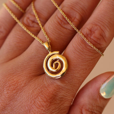 Gold Swirl Necklace Organic Shaped Swirl Jewelry 14K Gold Vermeil Jewelry Hand Made Spiral Necklace Gifts Her Boho Jewelry Hypoallergenic