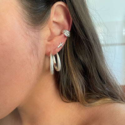 Vivi Sterling Silver Ear Cuff, no piercing ear cuff earrings, unique earring, chunky  earring cartilage jewelry, textured ear cuff,  Clip on