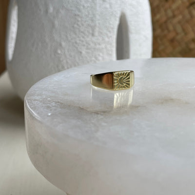 Harvest Moon 14K Gold Plated Sterling Silver Ring, Unisex Moon Ring, Handmade Rings Unique, Gift Golden Ring, Statement Ring, Moon Jewelry