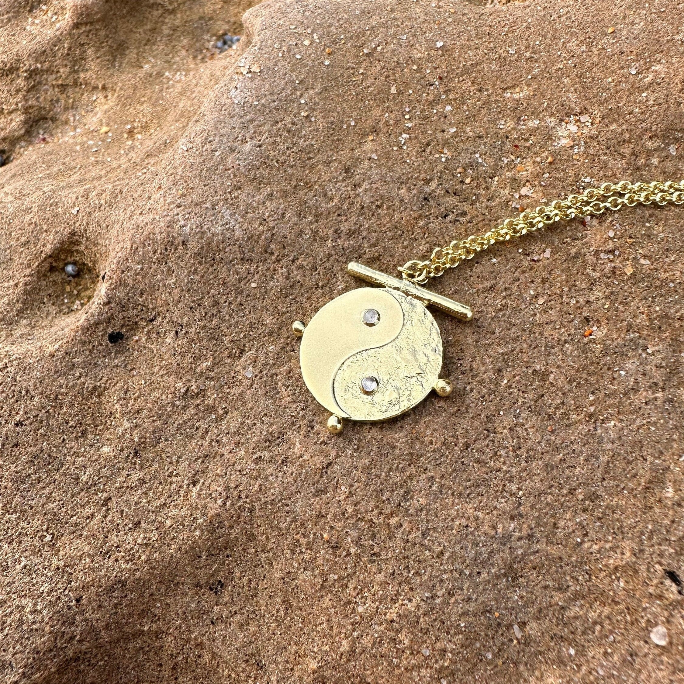 Yin Yang Gold Moonstone Necklace