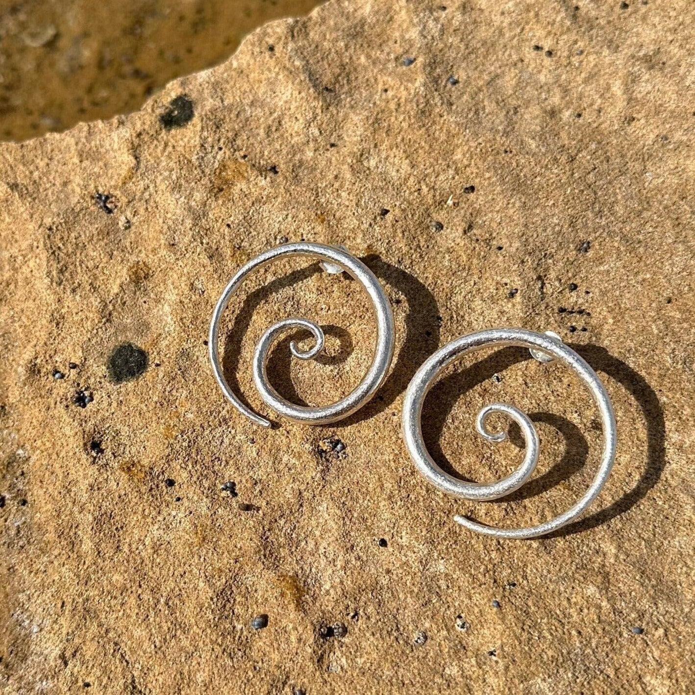 Swirl Silver Earrings Large